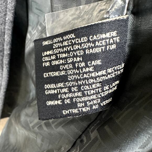 Cole Hann Womens Size 10 Long Sleeve Fur Collar Button Peacoat Pockets - Picture 9 of 9